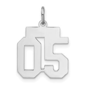 Sterling Silver, Athletic Collection, Small Polished Number 05 Pendant